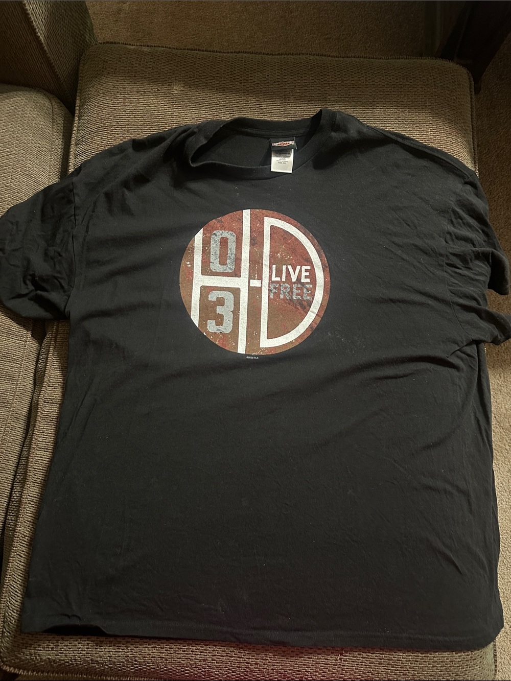 Harley-Davidson Black Tee with Orange and White Shield Tag